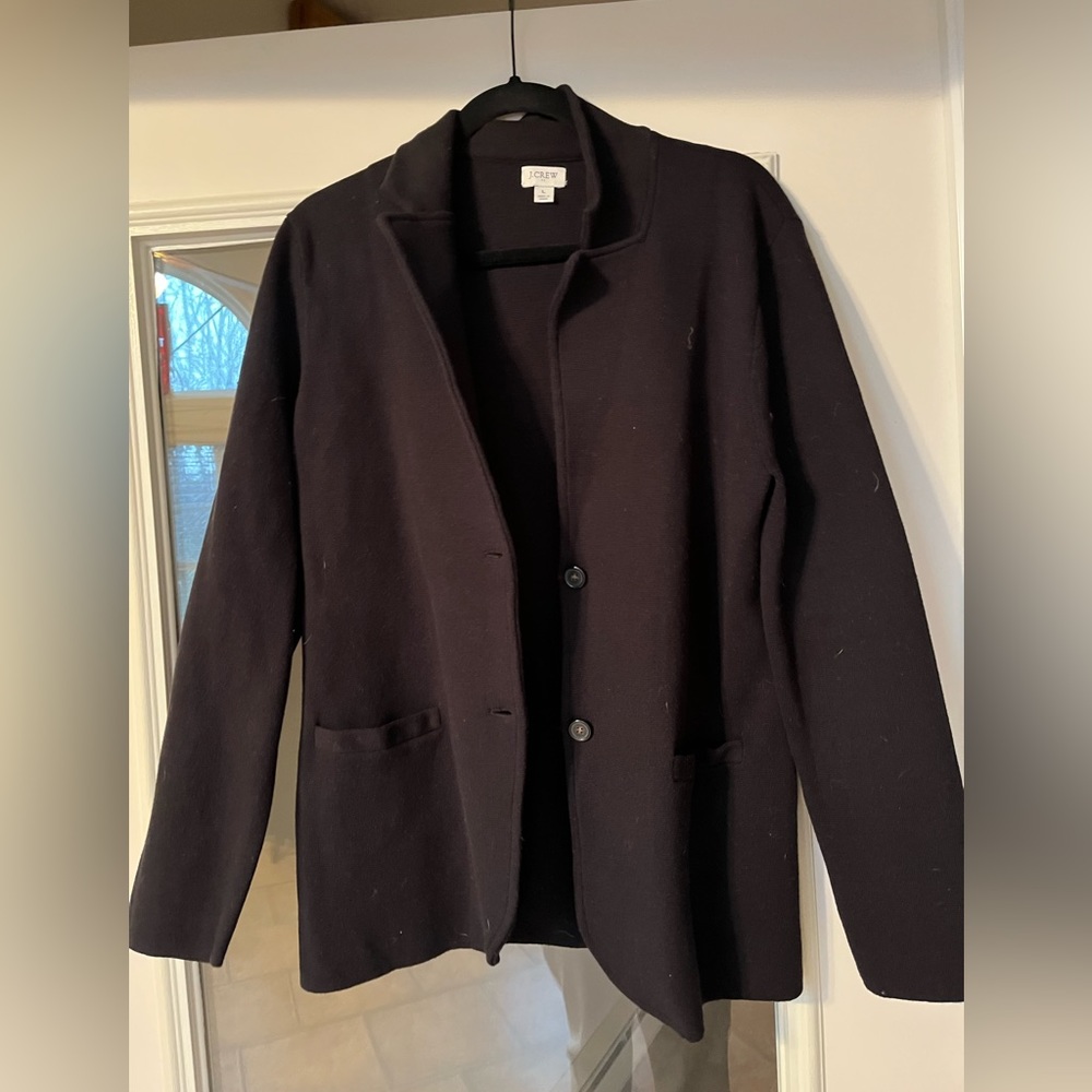 J.Crew Black Cotton Sweater Blazer